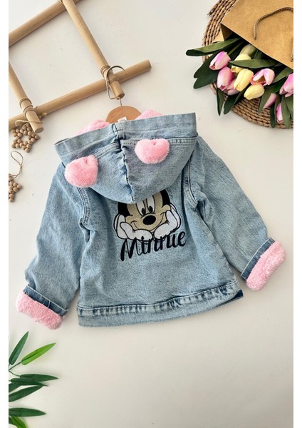 Krm Işleme Çift Renk Kapüşonlu Peluş Kız çocuk mont - Pembe fiyatları