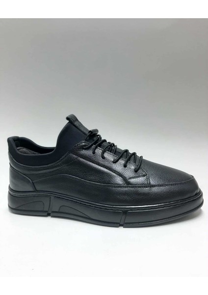 Hakiki Deri Bağcıksız Rahat Siyah Renk Kauçuk Tabanlı Esnek Kışlık Erkek Ayakkabı C-28251096HSA fiyatları