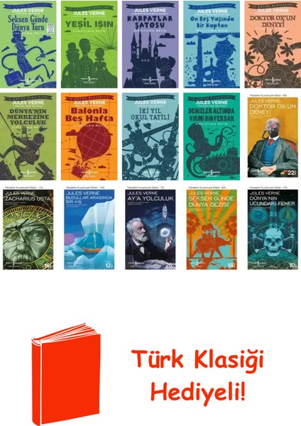 Jules Verne 15 Kitap Seti + Türk Klasiği Hediye