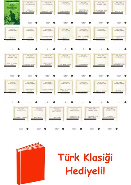 William Shakespeare 34 Kitap Seti + Türk Klasiği Hediye