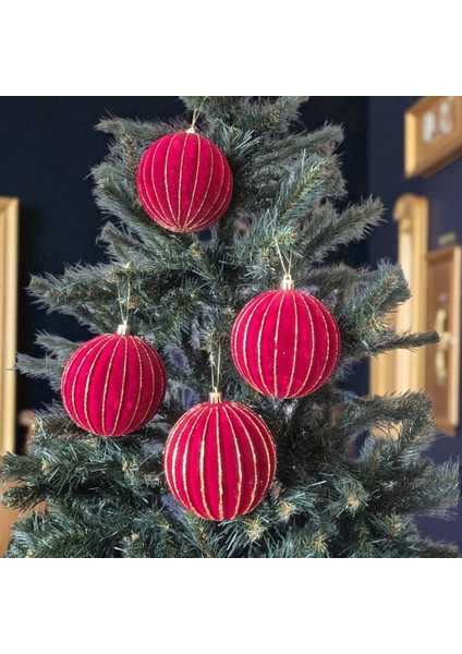 Lüks Yılbaşı Topu 10CM Kadife 4lü Bordo AST6995 fiyatları