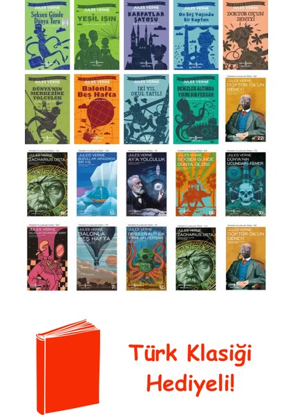 Jules Verne 20 Kitap Seti + Türk Klasiği Hediye