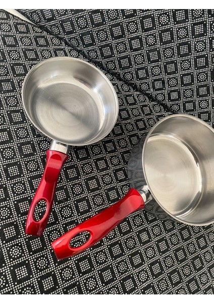 2'li Sütlük Kaçerola Paslanmaz Çelik Takım