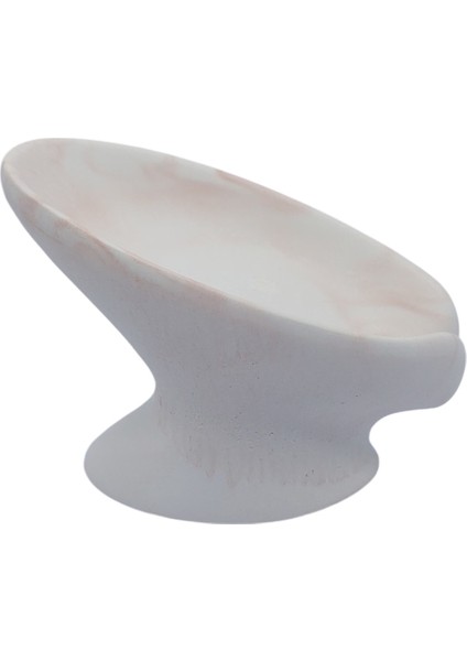 2 Li Taş Banyo Seti Beyaz - Kahverengi Mermer Desenli Aıvı Sabunluk ve Giderli Katı Sabunluk 18 cm