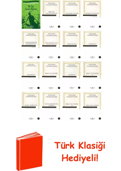 William Shakespeare 16 Kitap Seti + Türk Klasiği Hediye
