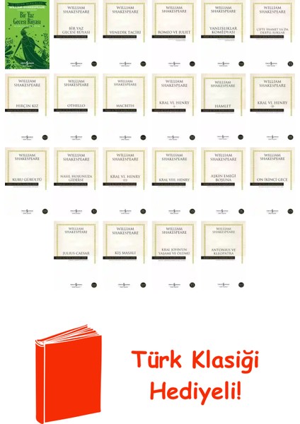 William Shakespeare 22 Kitap Seti + Türk Klasiği Hediye