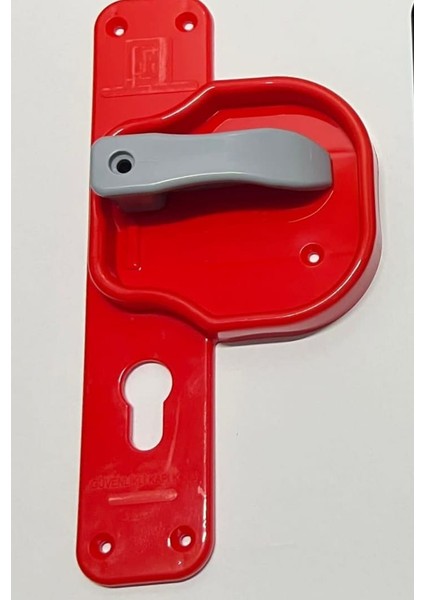 Bariyerli Güvenli ve Kırılmaz Kapı Kolu (Kırmızı-Gri)