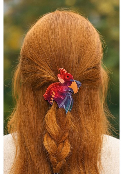 Sevimli Dinazor Figürlü Lüks Asetat Mandal Toka