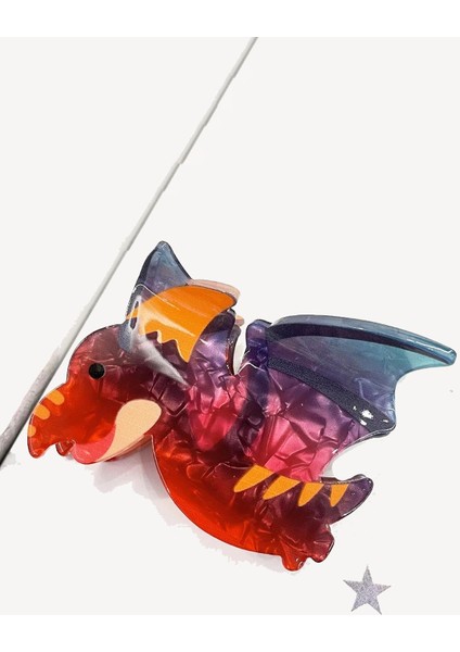 Sevimli Dinazor Figürlü Lüks Asetat Mandal Toka fiyatları