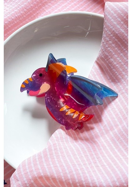 Sevimli Dinazor Figürlü Lüks Asetat Mandal Toka fırsatları