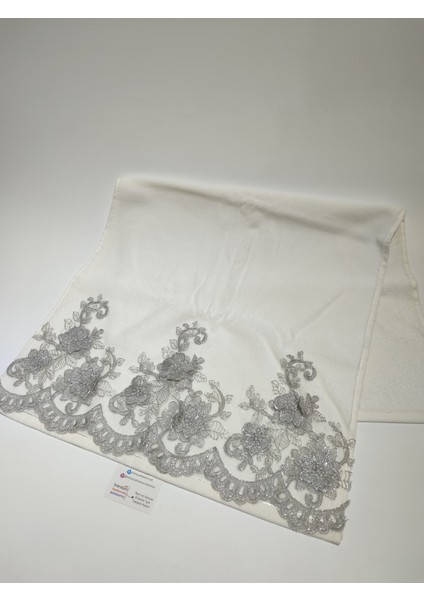 Beyaz Kadife Gri Güpürlü Çiçek Desenli Havlu fiyatları