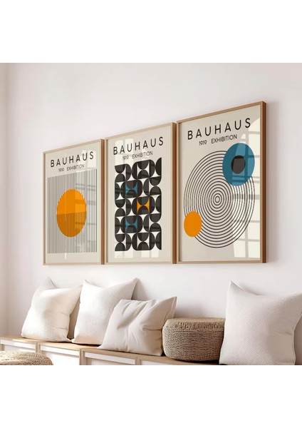 (Çerçevesiz) Bauhaus 3'lü Çerçevesiz Poster Set, Modern Dekoratif Poster Seti indirimleri
