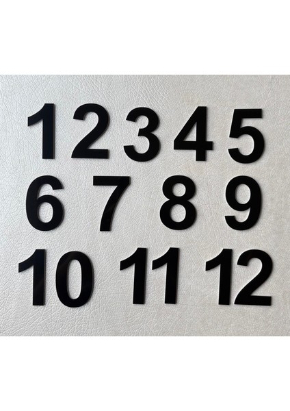 Kapı Numarası 10 cm No. 1 Den 12 E Kadar Daire Masa Dolap Numarası Siyah Kendinden Yapışkanlı