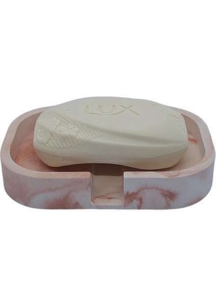 5 Li Taş Banyo Seti Sıvı Sabunluk Diş Fırçalık Kase Tepsi Set Beyaz - Kahve Mermer Desenli indirimleri