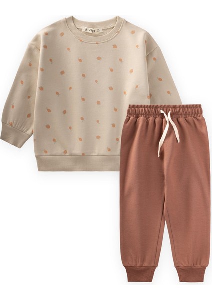 Sweatshirt Takım 1-8 Yaş Bej