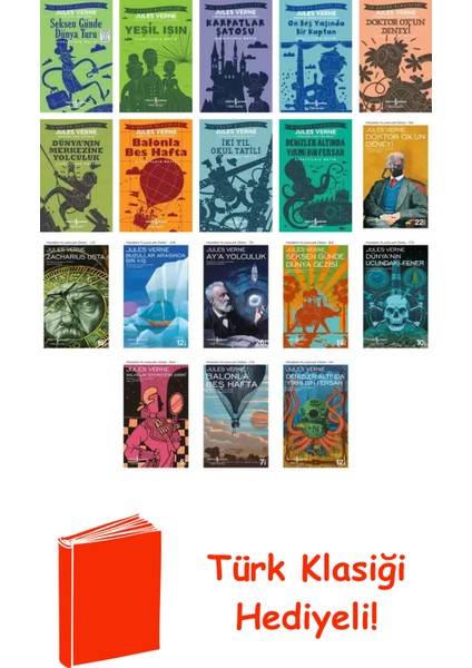 Jules Verne 18 Kitap Seti + Türk Klasiği Hediye