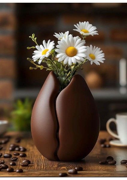 Dekoratif Kahve Çekirdeği Plastik Vazo 20 cm