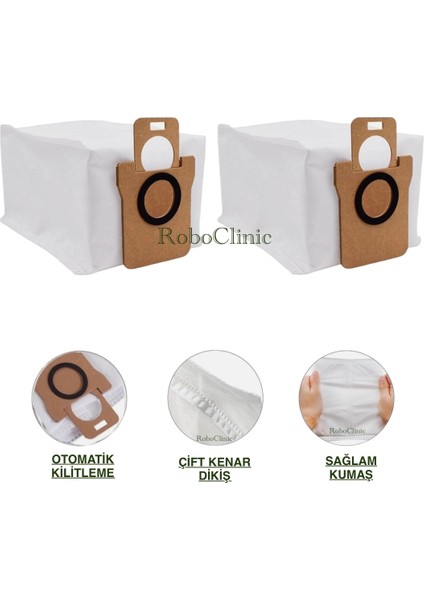 Xiaomi X10 Robot Süpürge (Model KOD:B102GL) Uyumlu Yedek 2 Adet Çöp Toz Torbası