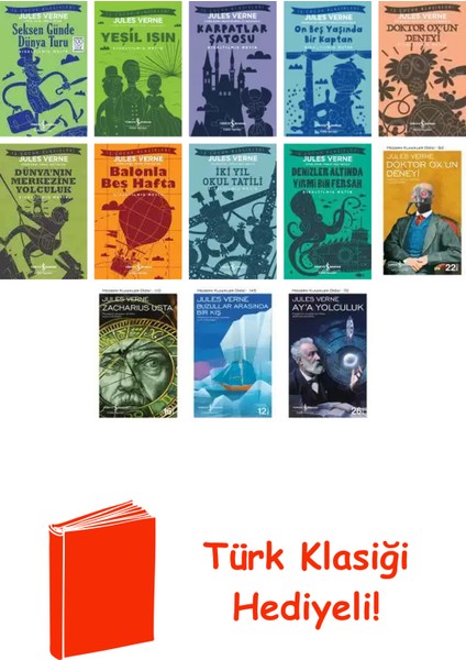 Jules Verne 13 Kitap Seti + Türk Klasiği Hediye