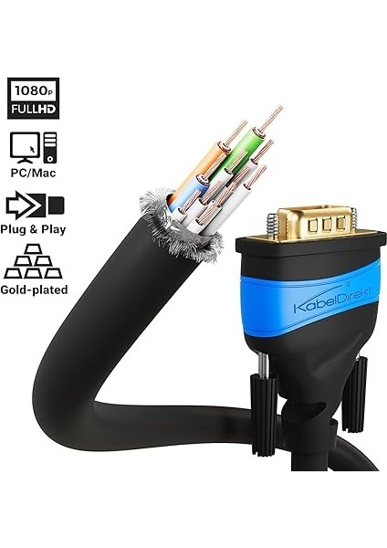 – 10M – VGA Kablosu (15 Kutuplu, Full HD/1080P, 3D Özellikli, VGA Fişi-Vga Fişi, Bilgisayarları Monitörlere/crt Monitörlere/televizyonlara Bağlar, Altın Kaplama Kontaklar, Siyah) fiyatları