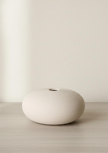 Fiona Seramik Vazo Yuvarlak, Beyaz 15X8 cm
