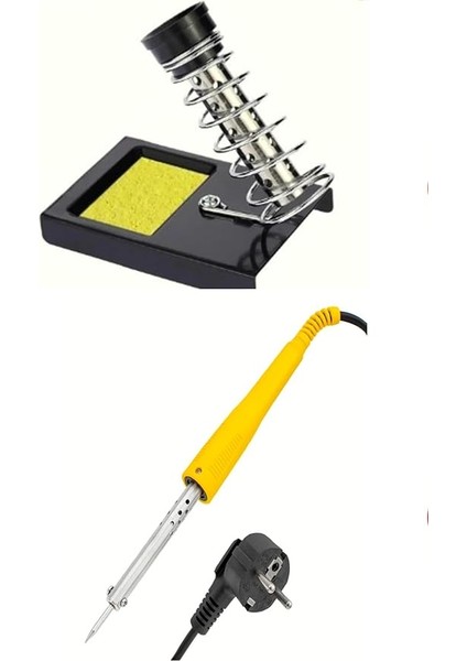 Metal Havya Lehim Standı Sehpası + Topraklı Havya Kalem Lehim Kaynak Cihazı Aleti 30 Watt Takımı