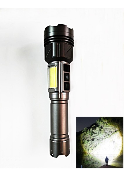 10000 Lümen Ultra Parlak Uzun Menzilli Dijital Göstergeli Şarjlı Profesyonel El Feneri