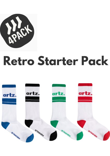 Retro Starter 4 Pack Unisex Spor & Lifestyle Havlu Taban Çorap (4 Adet)