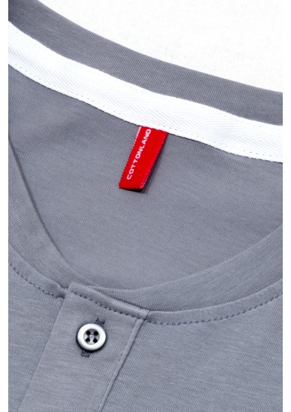 Erkek Henley Normal Kesim Düğmeli Patlı Sıfır Yaka Penye Pamuk T-Shirt fırsatları