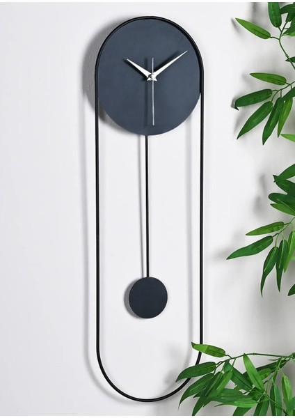 Metal Sarkaçlı Dekoratif Duvar Saati - Sessiz Mekanizma - El Boyama Modern Tasarım Saat-Siyah fiyatları