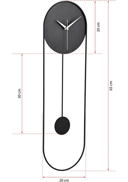 Metal Sarkaçlı Dekoratif Duvar Saati - Sessiz Mekanizma - El Boyama Modern Tasarım Saat-Siyah indirimleri