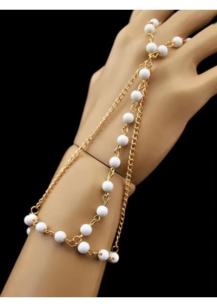 Altın Renk Inci Zincir Kadın Şahmeranı