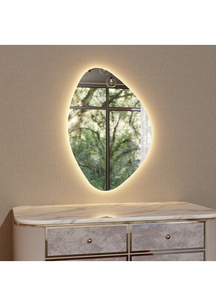 Lunaria Asimetrik LED Ayna – Organik Doğal Form Modern Duvar Aynası fiyatları