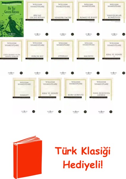 William Shakespeare 14 Kitap Seti + Türk Klasiği Hediye