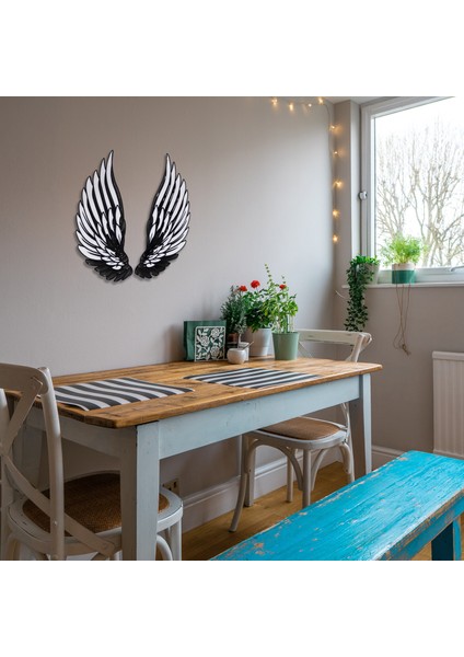 Epoksili Melek Kanadı Siyah Beyaz Figürlü Tablo Duvar Dekorlu Gece Lambası modelleri