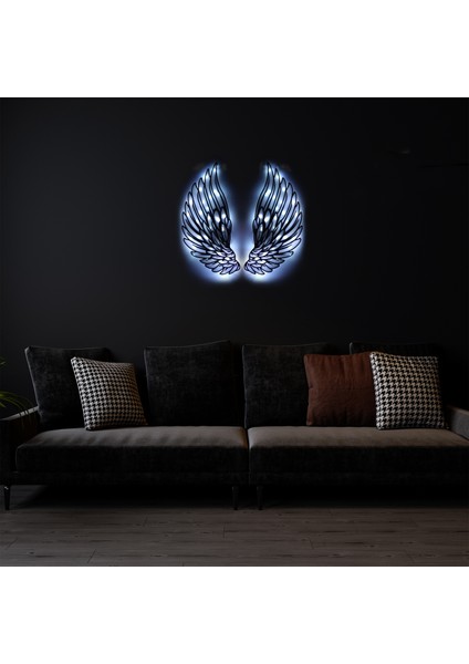 Epoksili Melek Kanadı Siyah Beyaz Figürlü Tablo Duvar Dekorlu Gece Lambası fırsatları