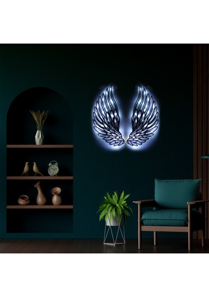 Epoksili Melek Kanadı Siyah Beyaz Figürlü Tablo Duvar Dekorlu Gece Lambası indirimleri