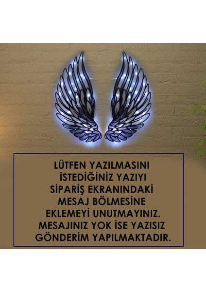 Epoksili Melek Kanadı Siyah Beyaz Figürlü Tablo Duvar Dekorlu Gece Lambası