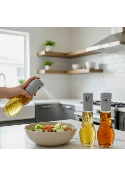 2’li Yerli Cam Sprey Yağlık - Yağdanlık Seti – Zeytinyağı, Ayçiçek Yağı ve Sirke fiyatları