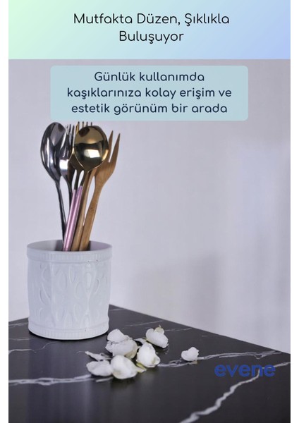 Tezgah Üstü Kaşıklık Dekoratif Dik Kaşıklık Silindir Kaşıklık Altın Eskitme Renk Model 76 fiyatları