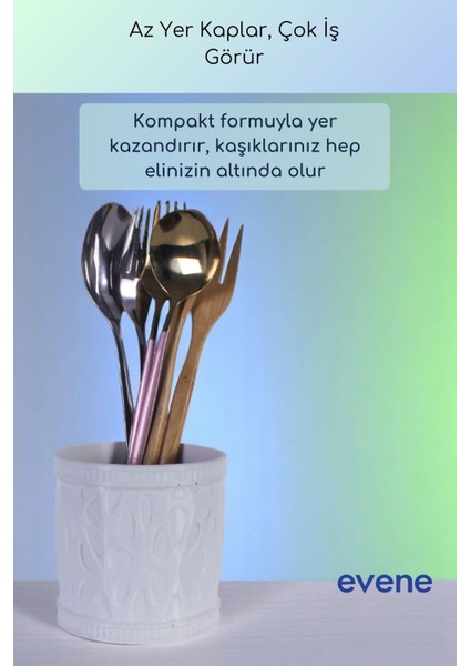 Tezgah Üstü Kaşıklık Dekoratif Dik Kaşıklık Silindir Kaşıklık Altın Eskitme Renk Model 76 fırsatları