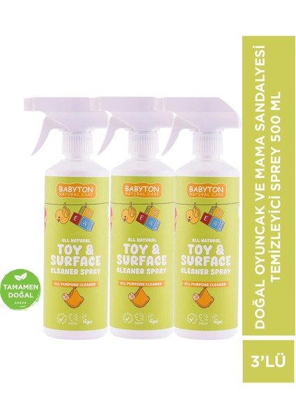 Doğal Oyuncak ve Mama Sandalyesi Temizleyici 3'lü Set 500 ml X3
