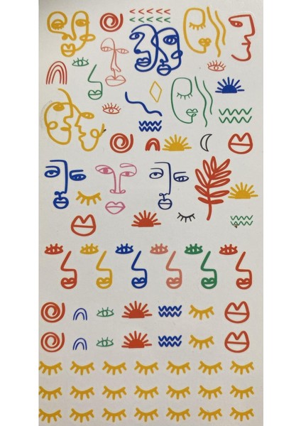 Abstract Faces Renkli Tırnak Dövmesi fiyatları