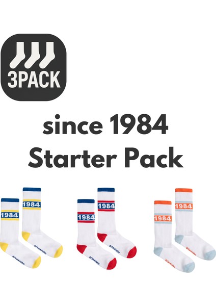 Since 1984 3pack Unisex Spor & Lifestyle Havlu Taban Çorap (3 Adet)