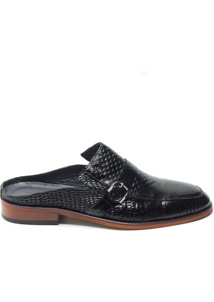 Siyah Hakiki Deri Tokalı Desenli Neolit Tabanlı Half Shoes Erkek Sabo Ayakkabı fiyatları