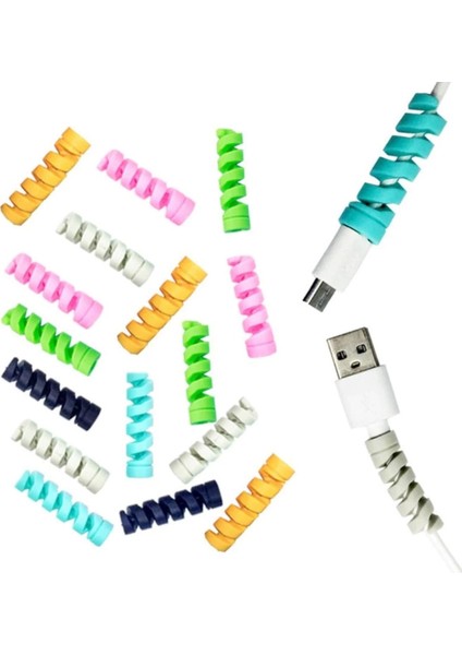 iPhone Samsung Huawei Xiaomi Oppo Uyumlu Kablo Koruyucu Spiral Silikon fırsatları