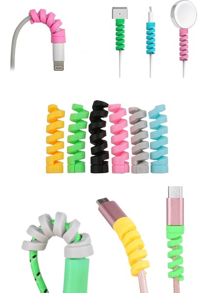 iPhone Samsung Huawei Xiaomi Oppo Uyumlu Kablo Koruyucu Spiral Silikon indirimleri