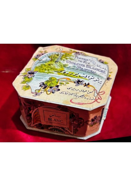 Pertev Violette Blanche Poudre - Osmanlı Dönemi Karton Pudra Kutusu - 7,5 cm x 7,5 cm x 4