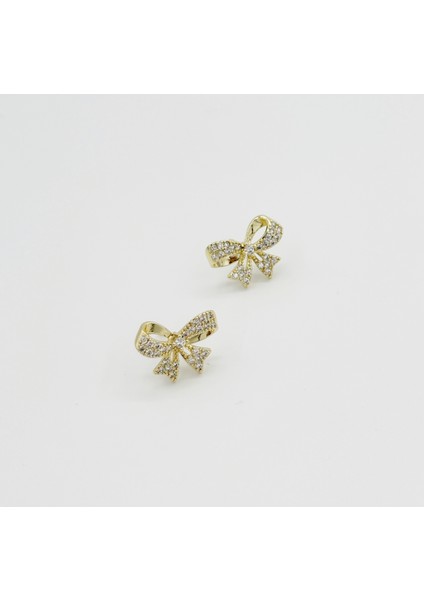 14K Gold Plated Shiny Bow Stud Küpe fiyatları