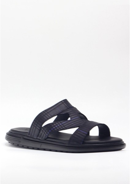 Lacivert Hakiki Deri Erkek Terlik 953-B11